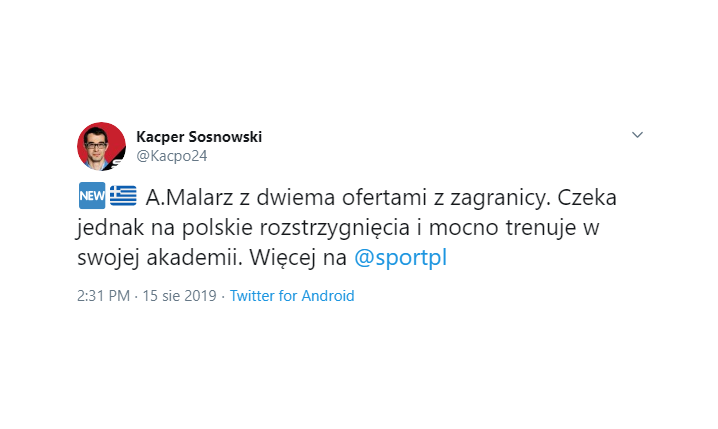 Dwie ZAGRANICZNE oferty dla Arkadiusza Malarza